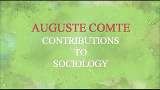 Auguste Comte contributions to sociology [upl. by Alle]