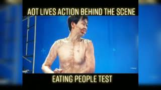 Eating people test  Attack on titan  behind the scene LIVE ACTION [upl. by Hoeve47]