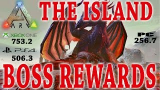 ARK SURVIVAL EVOLVED  THE ISLAND  ALL BOSS REWARDS All Difficulties  Quick Guide [upl. by Ihpen]