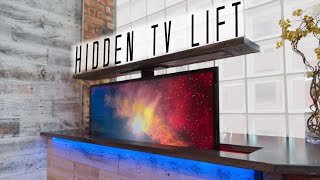 DIY Concrete Countertop w HIDDEN TV LIFT  How to Make [upl. by Aihsrop]