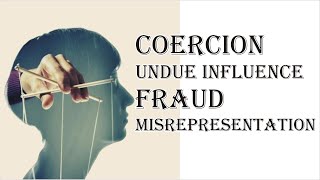 Coercion Undue Influence Fraud Misrepresentation  Indian Contract Act 1872  Law Guru [upl. by Reames448]