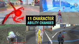 11 CHARACTER ABILITY CHANGES IN NEW OB42 UPDATE  ADVANCE SERVER  GARENA FREE FIRE [upl. by Ellebanna]