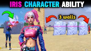 NEW CHARACTER IRIS COMPLETE ABILITY TEST  GARENA FREE FIRE [upl. by Anatnom194]