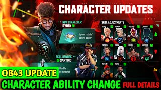 OB43 UPDATE CHARACTER ABILITY CHANGE FULL DETAILS  character ability update in OB43 UPDATE [upl. by Gay73]