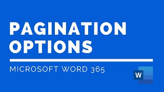 Word Tutorial Pagination Options [upl. by Figueroa]