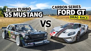 Iconic Ford Battle Ford GT Carbon Edition drag races 1400hp AWD Mustang [upl. by Adias]