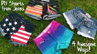 DIY Clothes 4 DIY Shorts Projects from Jeans Easy [upl. by Nisior]