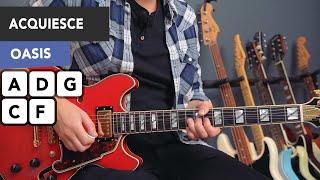 Oasis Acquiesce Guitar Lesson Tutorial  All Riffs amp Chords [upl. by Yacano]