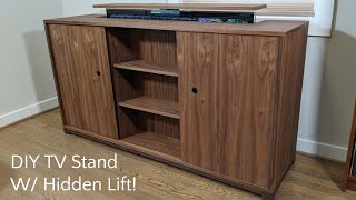 DIY TV Stand W HIDDEN TV LIFT  Nathan Builds [upl. by Eirrej]