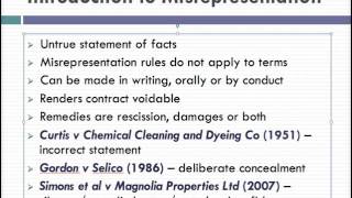 Misrepresentation Lecture 1 of 4 [upl. by Ellwood]