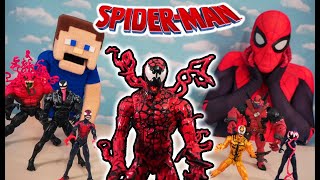 SPIDERMAN Maximum Venom amp Carnage Marvel Legends SUPER HERO Complete Set amp TOXIN Toys Unboxing [upl. by Dloreg599]