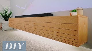 How To Build a Floating Media Console w Undermount LEDs  DIY Woodworking [upl. by Gathard493]